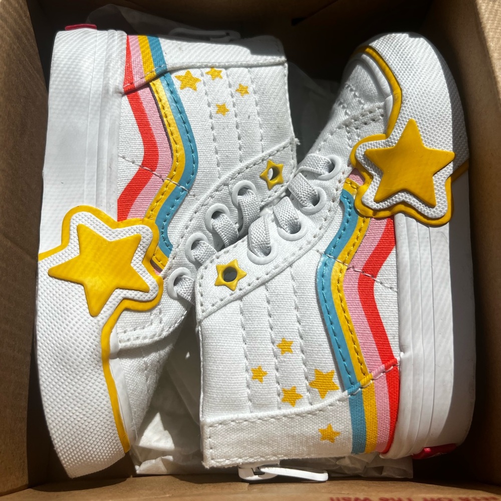 Vans Kids Sneakers White with Yellow and Red Accents